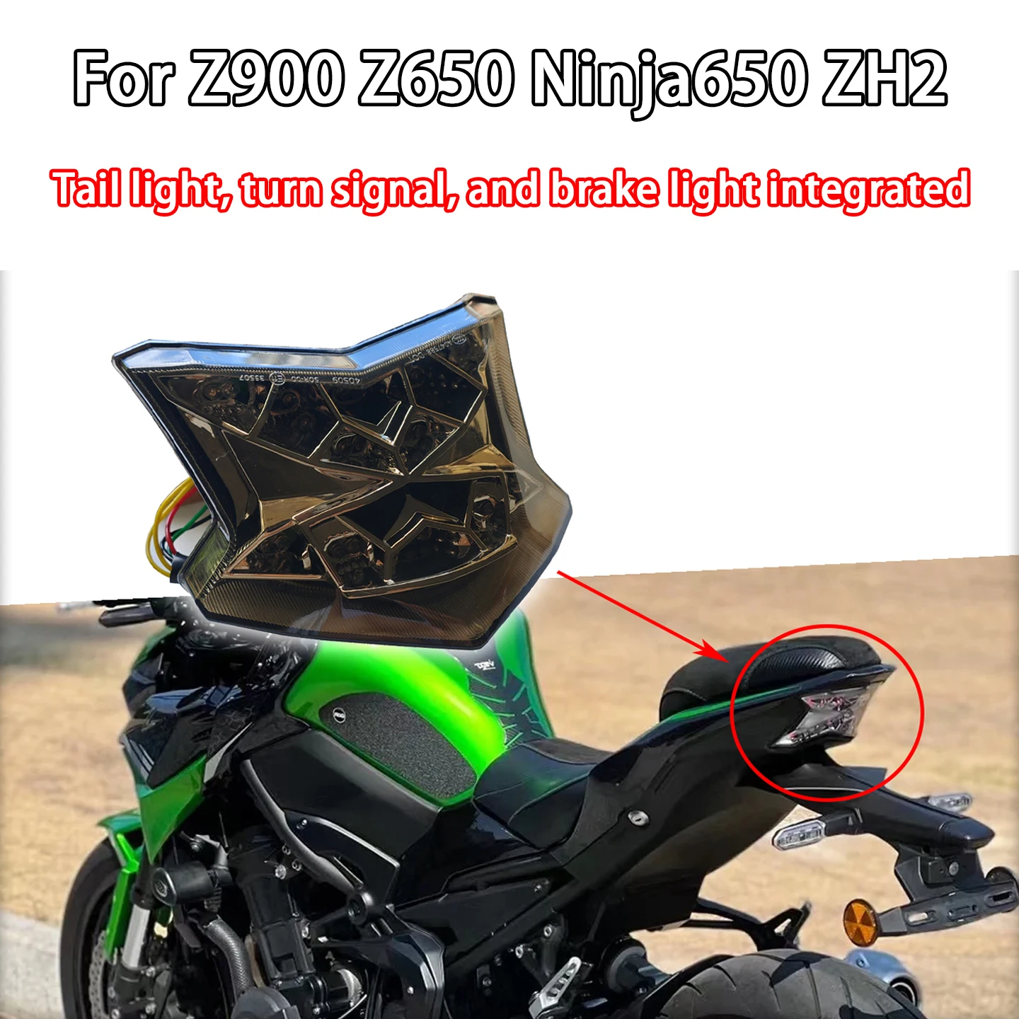 Suitable for Z900 Z900SE Z650 Ninja650 ZH2 2017-2024 Rear Tail Light Turn Signal Brake Light Integrated Rear Tail Light Assembly