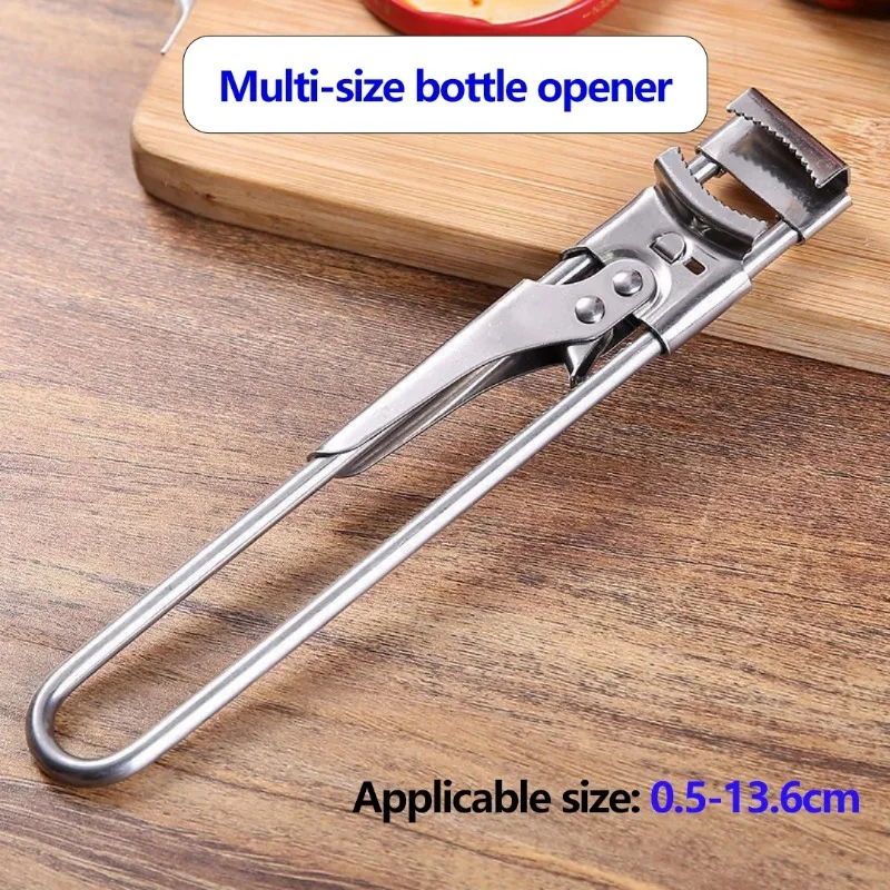 

Stainless Steel Adjustable Multifunctional Bottle Opener, Lid Off Jar Opener, Labor Saving, Auxiliary Cap Opener, Kitchen Tools