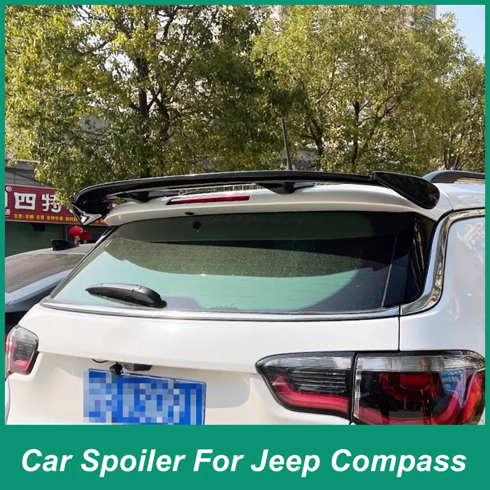 ForJeep Compass 2017 18 19 20 Rear Luggage Lid Spoiler Universal B Style Tail Wing ABS Plastic Black Carbon Exterior Accessories