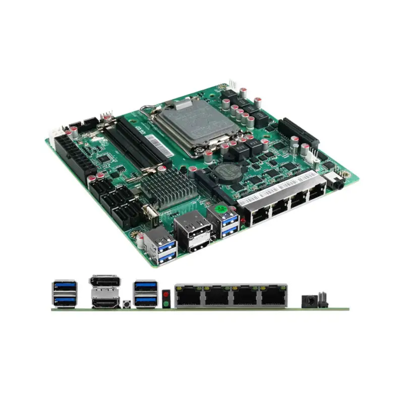 Placa Base OEM Q670 Mini-ITX NAS para Intel 12ª/13ª/14ª Generación, 8 Bahías SATA, 4 Puertos LAN, RouterOS, ROS Soft Router, OpenWRT, pfSense, Servidor Doméstico