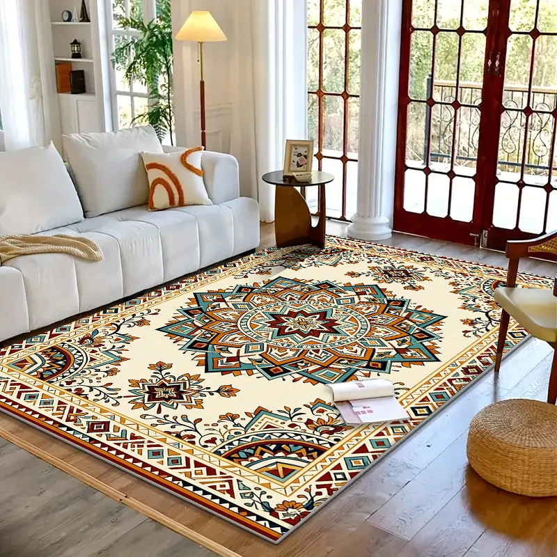 RAKKS Moroccan Low-Pile Crystal Rug - Glossy Surface, for Living Room & Bedroom Kitchen, Door Mat, Sofa Bedside Carpet HomeDecor