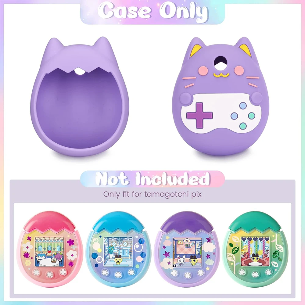 Silicone Cover Compatible with Tamagotchi Pix Virtual Pet Game Machine Case with Finger Lanyard of Virtual Pet Toy