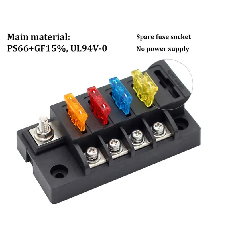 10X Blade Fuse Box For Automotive Boat Marine 4 Way 12-32V 4 Circuit Fuse Block With Cover