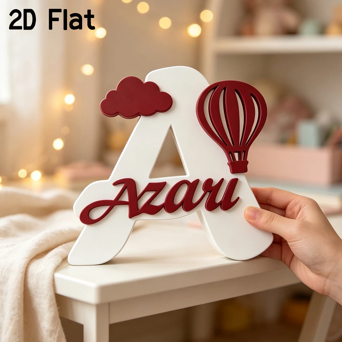 1pc Custom Hot Air Balloon PVC Wooden Name Plaque,Bedroom Room Table Decor,Wedding Birthday summer Graduation Christmas Gift