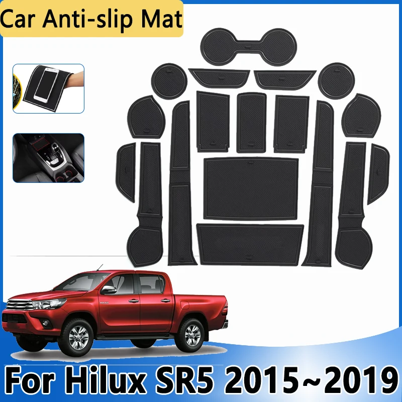 

Для Toyota Hilux SR5 AN120 AN130 4DR AT 2015 2016~2019 автомобильный слот отверстие накладка нескользящий резиновый коврик дверной паз чашка наклейка аксессуары