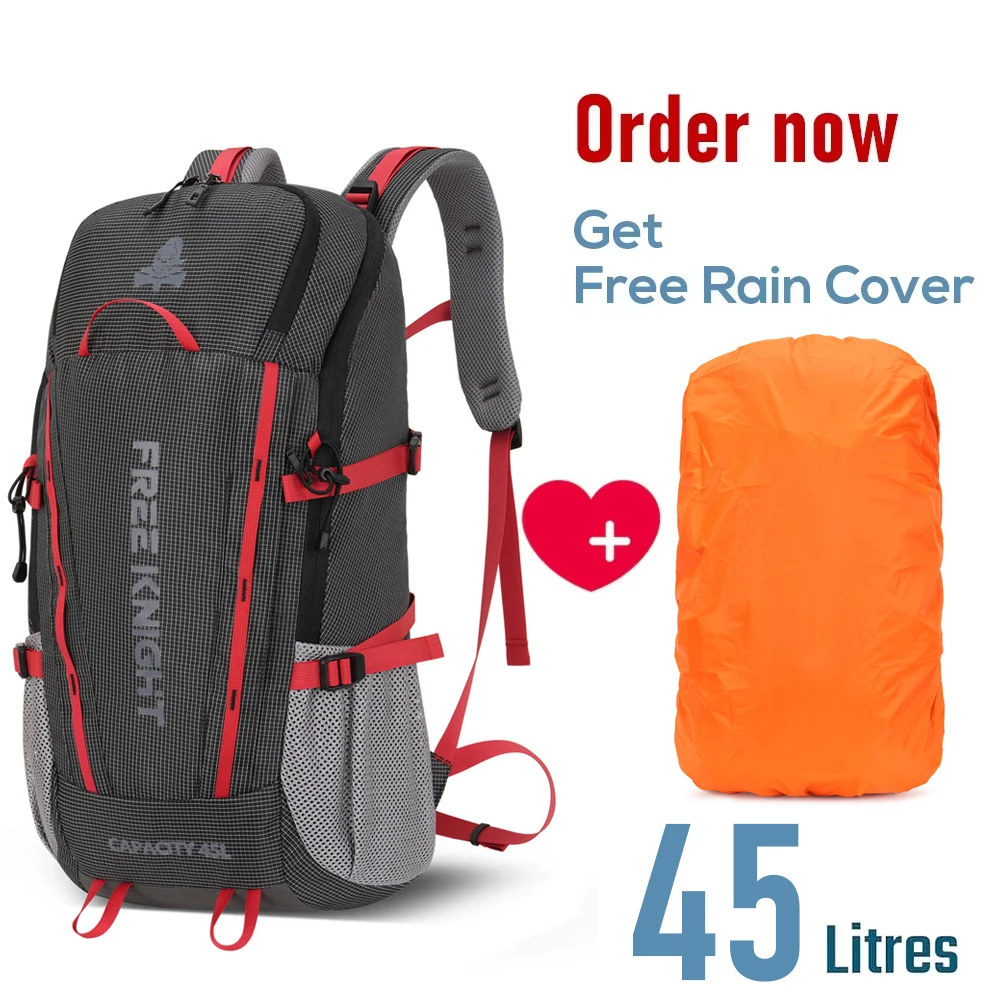 

2026 New Arrival Brand FREE KNIGHT Outdoor Bag 50L Backpack Hiking Travel Camping Backpacks Survival Whistle Send Rain Cover