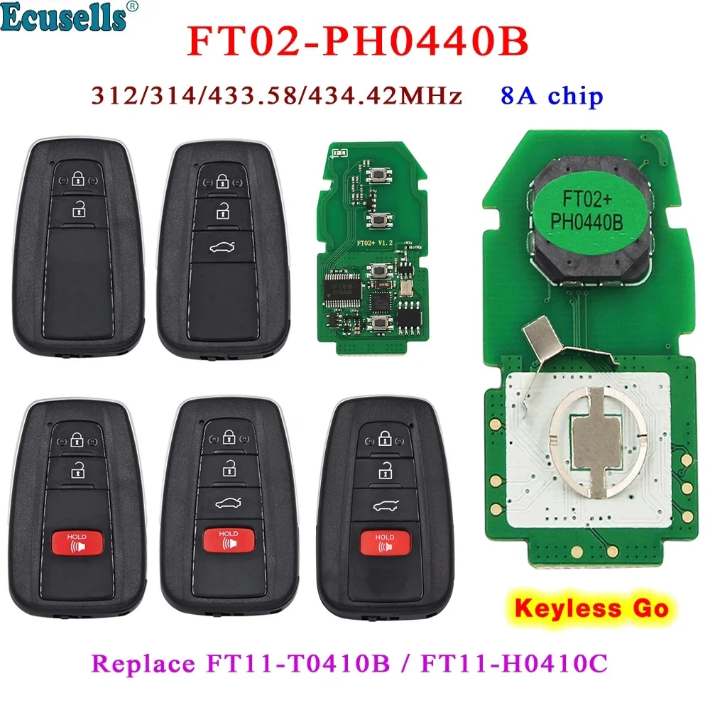 Lonsdor FT02 PH0440B Update Version of FT11-H0410C 312/314/433.58/434.42Mhz For Toyota Camry Avalon Frequency Switchable 8A Chip