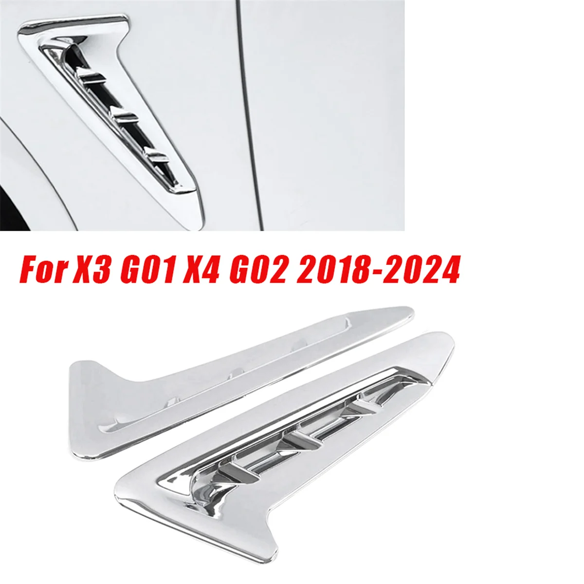 1Pair Front Side Air Outlet Cover Trim for X3 G01 X4 G02 2018-2024 Vent Chrome Silver