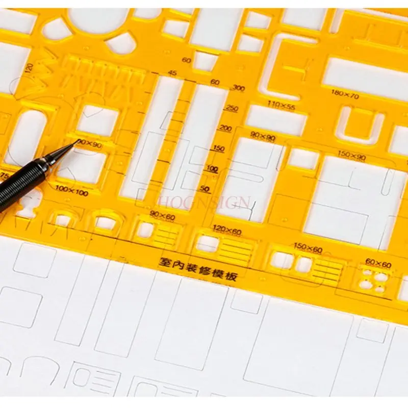 1 Stück Innendekorationsvorlage, Zeichenvorlage, Lineal, Zeichenwerkzeug, Architekturzeichnung, postgraduierte Eingangsprüfung