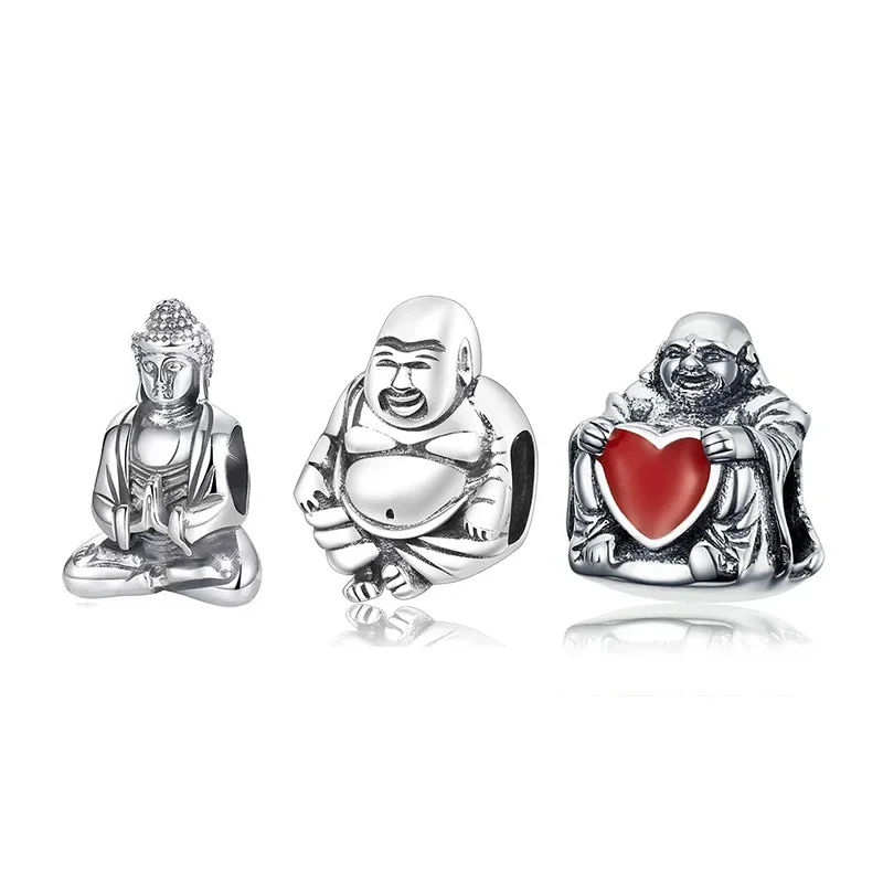 

Huoonew Fit Original Charm Bracelet 925 Silver Lucky Amulet Meditation Amitabha Buddha Bead For Making DIY Berloque 2023