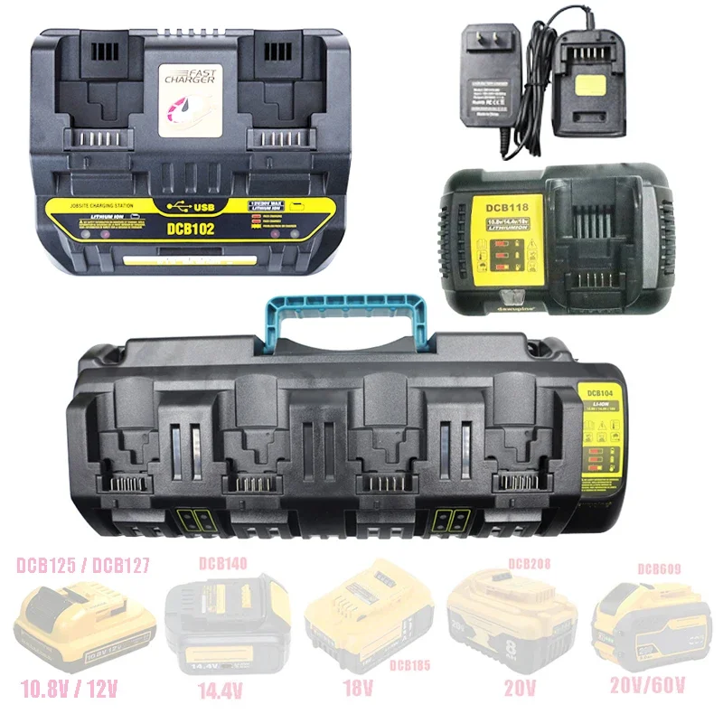 Li-Ion Battery Charger DCB104 DCB102 DCB118 DCB1418 For Dewalt 14.4V 18V 20V 60V Lithium Battery DCB140 DCB183 DCB200 DCB105