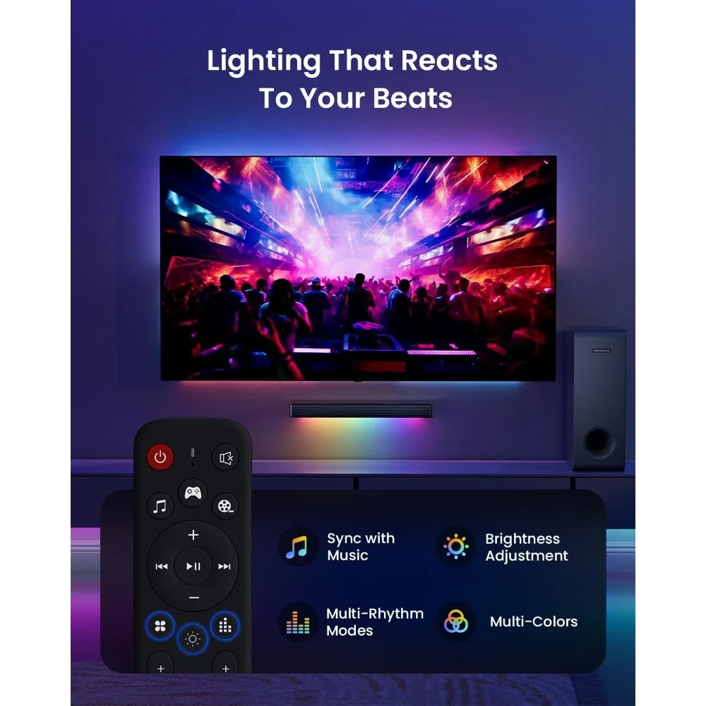 Sound Bar for Smart TV 3.1CH PC Gaming Soundbar with Subwoofer RGB Lighting Audio Sync Surround Sound System BT 5.3/HD-ARC/Opti