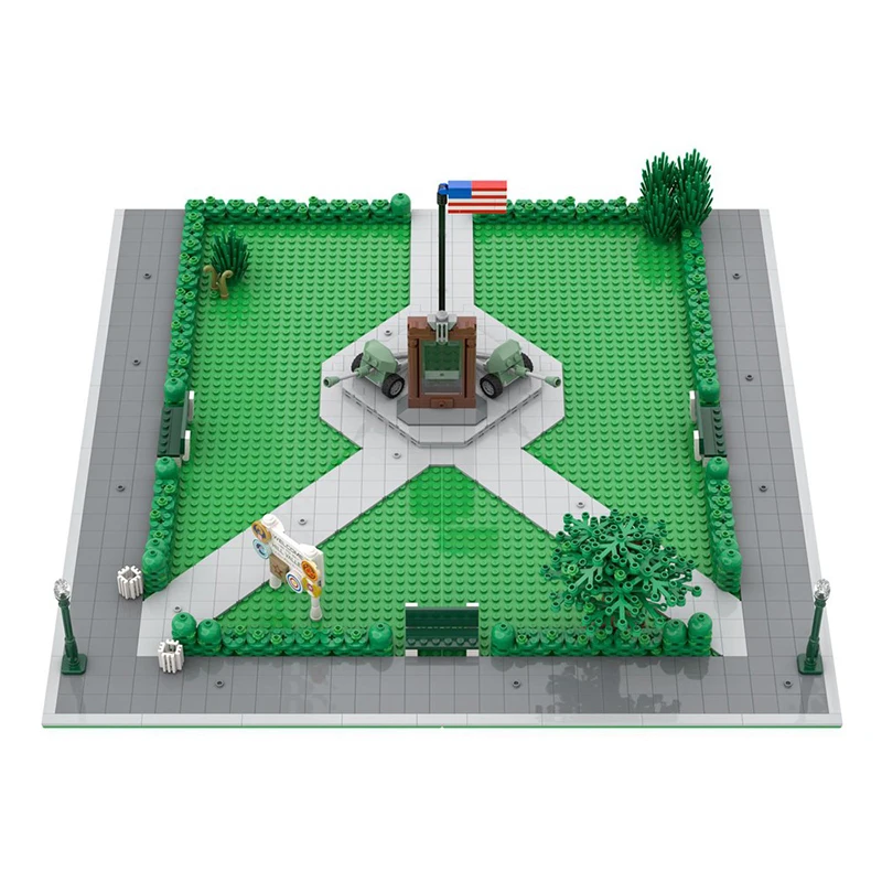 MOC-modelo de Regreso al futuro, Torre del Reloj, Parque modular, vista de la calle, bloques de construcción, juguete educativo para niños, regalo