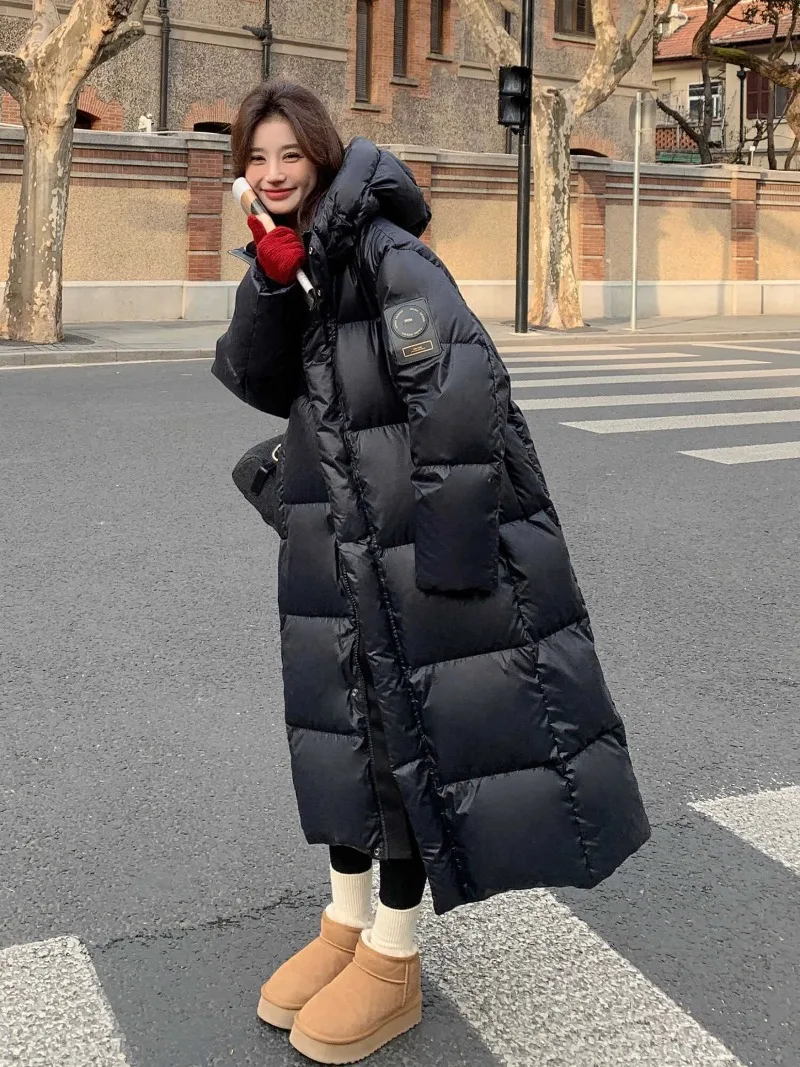 

2025 New Women's Winter Warm Thick Cotton Coat Women's Mid-Length Cotton Padded Jacket Korean Loose Hooded Parkas Women Outwear