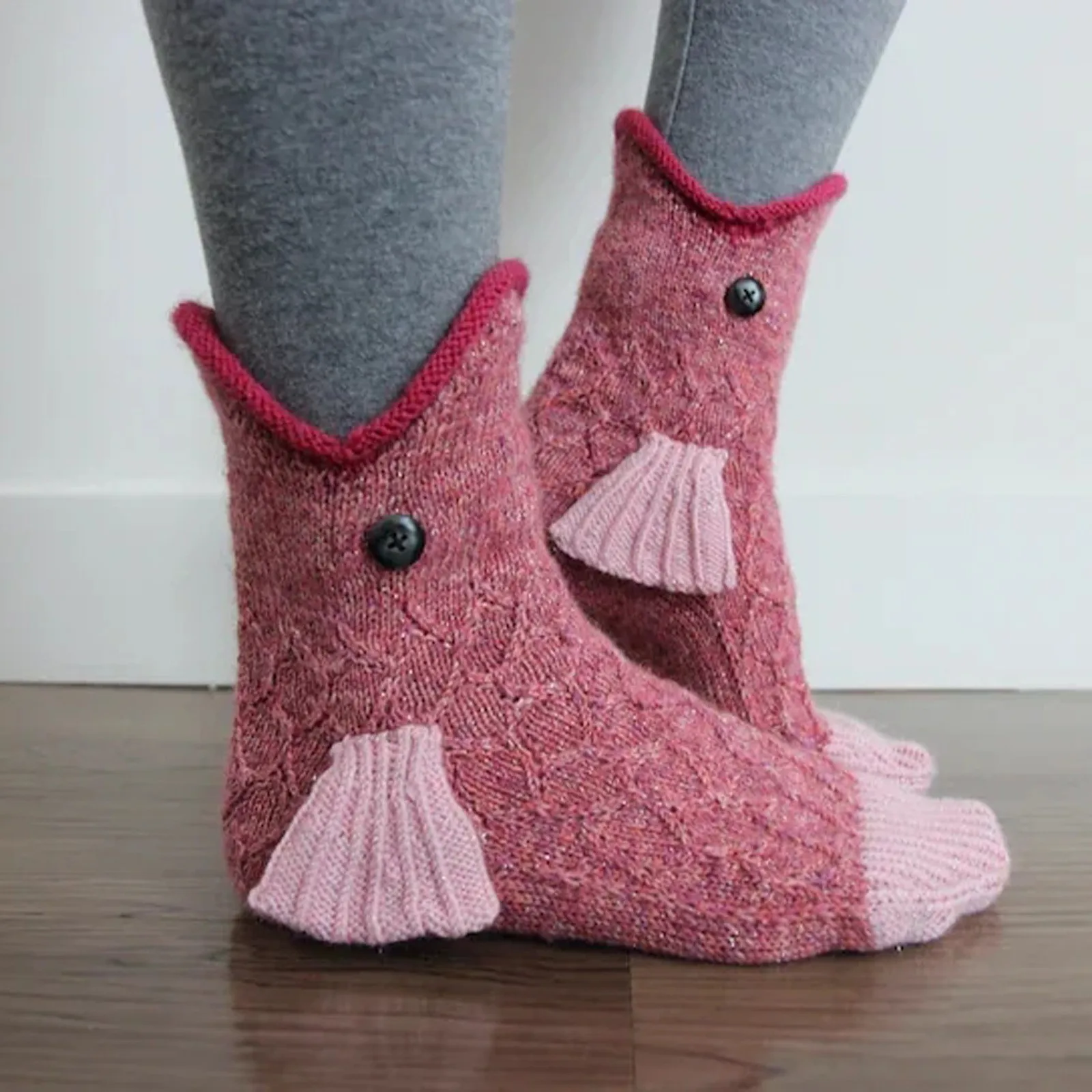 Calcetines de punto para mujer, medias de tiburón, camaleón, Cocodrilo, Animal, regalo de Navidad, Kawaii, Invierno