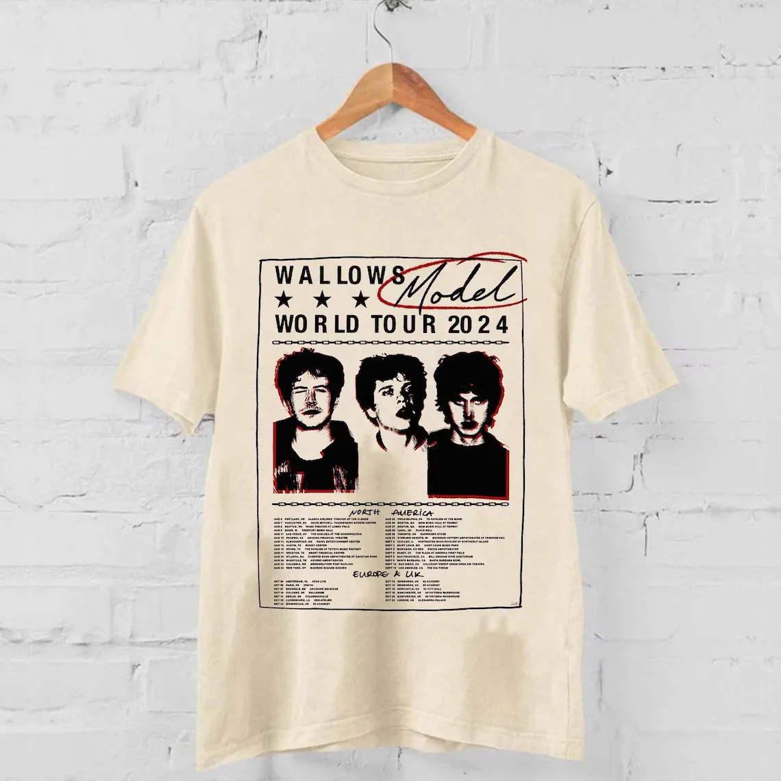 Wallows Model World Tour Date 2024 T Shirt Full Size S-5XL