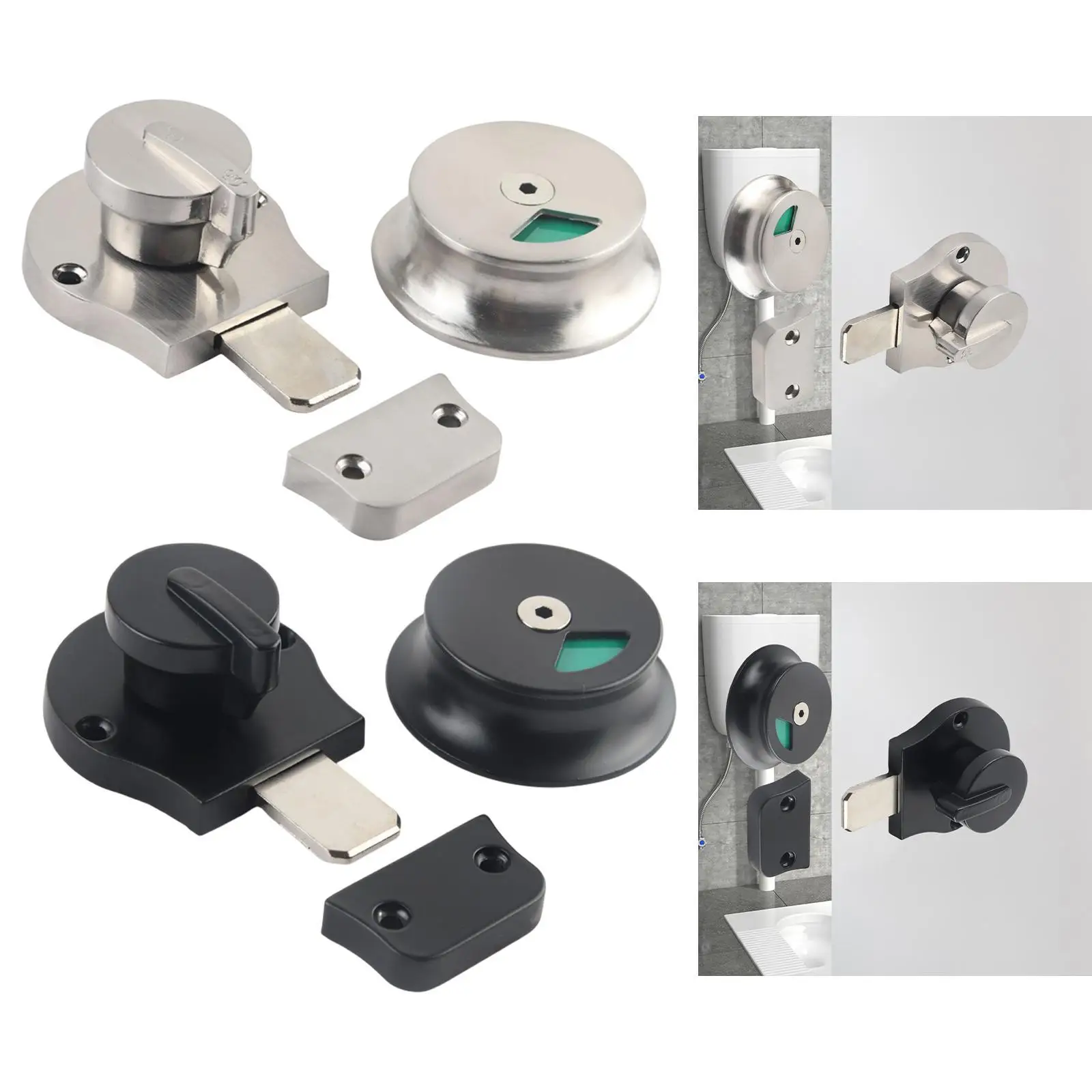 

Accessory Toilet Indicator Lock Handle Portable Easy Installation Stainless Steel Partition Lock for Home Use Bathroom