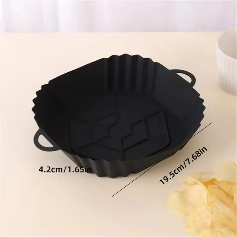 1pc Silicone Air Fryer Pot Tray With Handle, Square Air Fryer Baking Pan, Reusable Air Fryer Liner For Kitchen Baking view 5