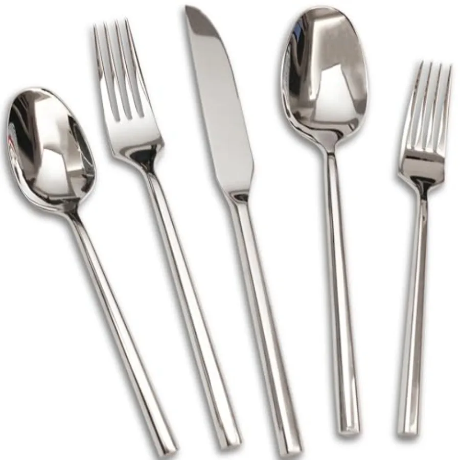 

18/10 20-Piece Silverware Set Hexagonal Flatware Set Stainless Steel Modern Cutlery Set Service for 4 Mirror Finish Dishwasher