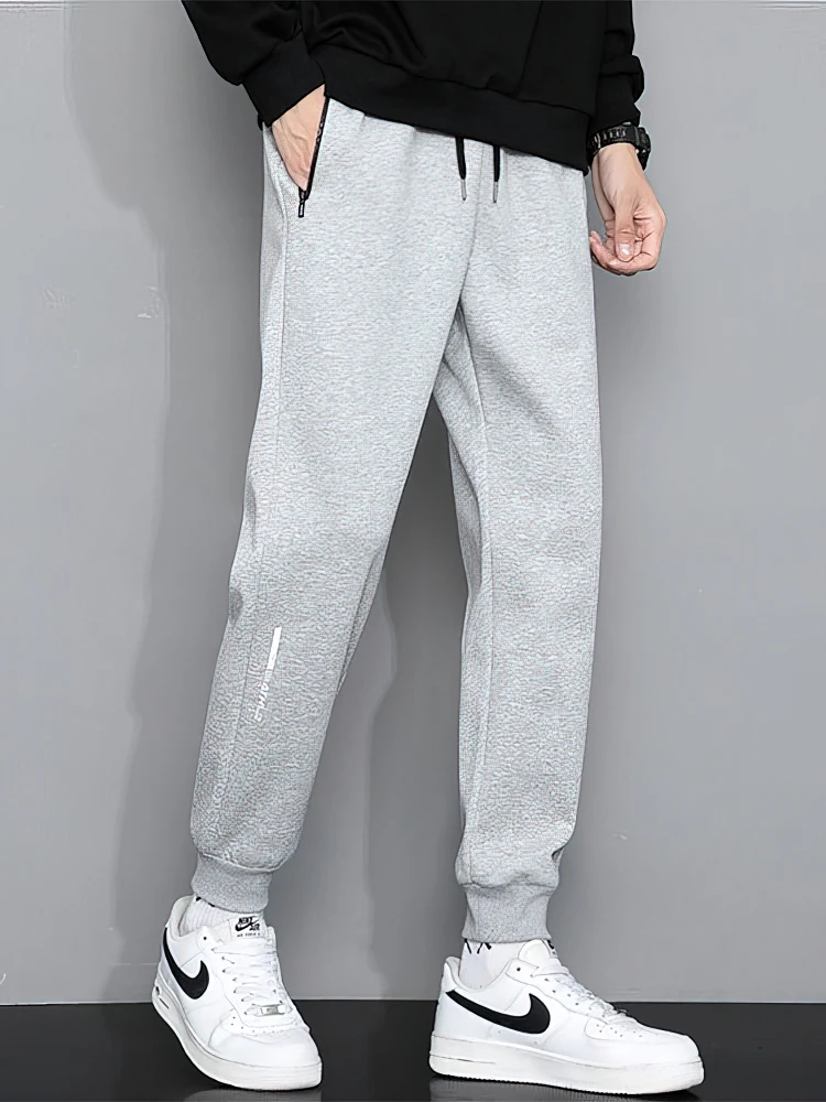 

Zipper Pocket Casual Sweatpants Men Gym Sport Jogger Pants Running Loose Long Trousers Fitness Outdoor Four Seasons Black Gray