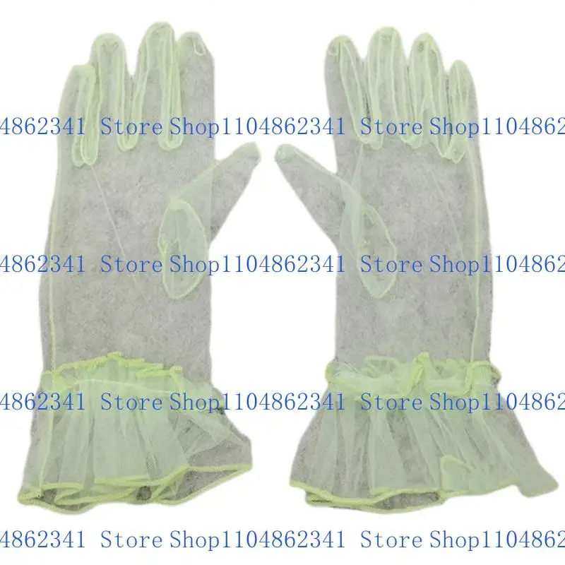 

5asd Exquisite Wrist Length Tulle Gloves Full Finger Gloves Short Gloves for Wedding