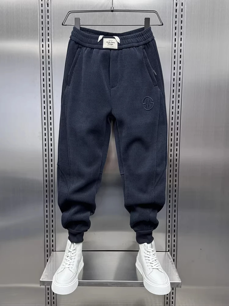 

Winter New Sle Men's Casual Pants Thiened Corduroy Loose Sports Trousers Korean Version Letter Embroidery Fce Lined Sw...