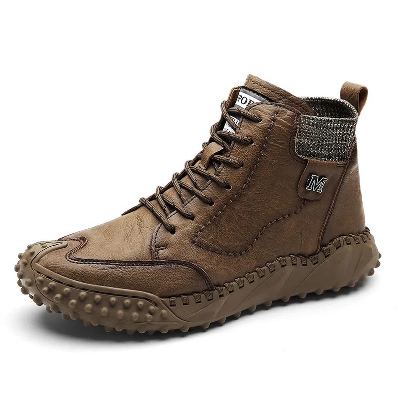 Inverno quente sapatos casuais masculinos moda artesanal botas masculinas confortáveis botas de tornozelo ao ar livre botas de caminhada de alta qualidade