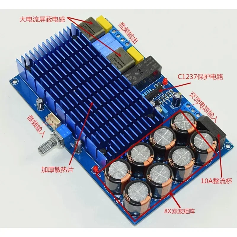 YJ-Papan Amplifier Daya Demam Digital HIFi Saluran Ganda TDA8954 Kelas D Daya Tinggi Baru 210W 210W