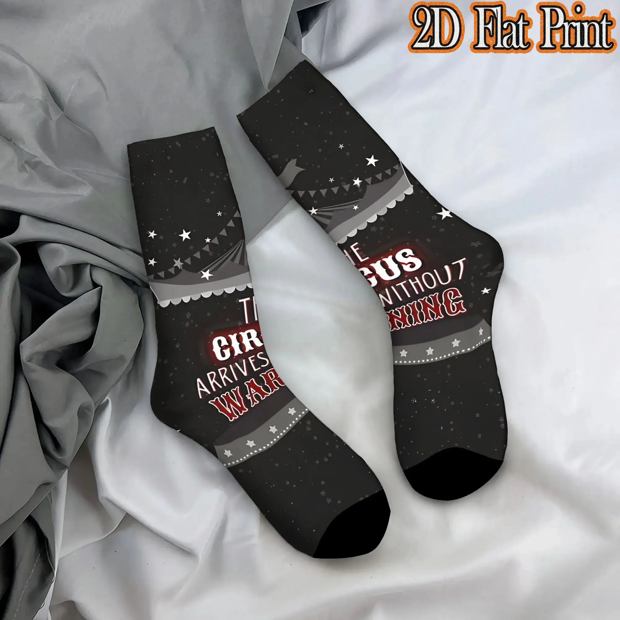 The Circus Arrives Without Warning Retro Circus Theme Hip Hop Novelty Casual Mid Tube Creative Sock Sports Socks
