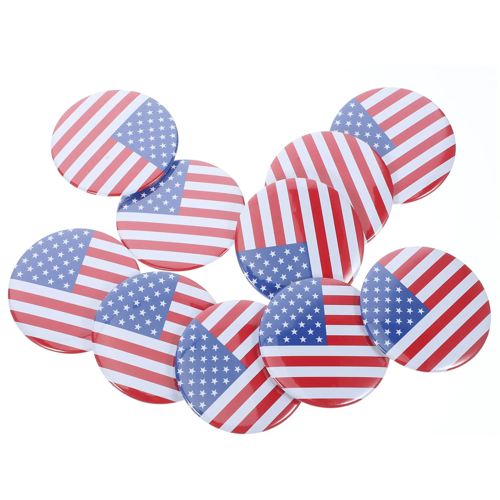 10Pcs Metal Badge American Flag Pattern Lapel Pin Patriotic Brooch Usa Flag Lapel Pin Independence Day Event Decoration