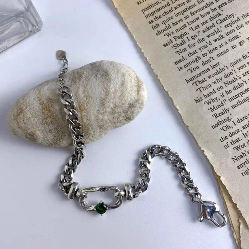 New Arrival 925 Sterling Silver Zircon Geometry Chain Bracelet For Women Gift Love Heart Design Punk Jewelry Dropshipping