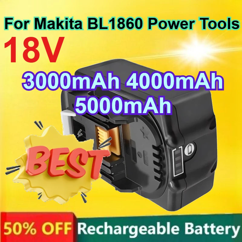

18V 18650 Rechargeable Lithium Battery Pack for Makita BL1860 Power Tools Battery 3000mAh 4000mAh 5000mAh Capacity