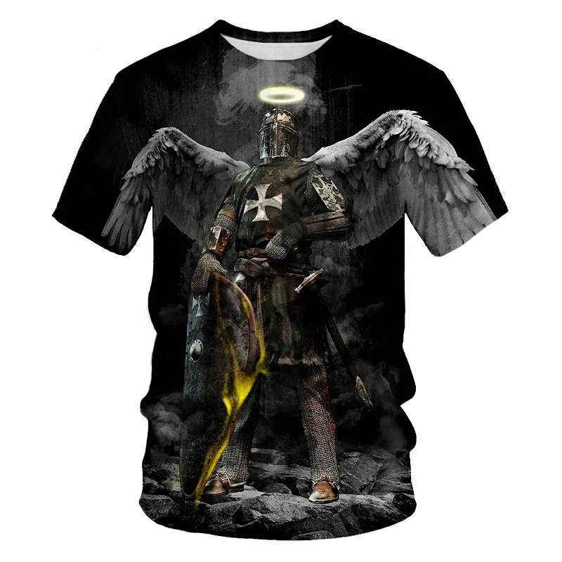 Knights Templar 3D Print T-shirt Fashion Streetwear Tees Men Woman Short Sleeve T Shirts Oversized Hip Hop Harajuku Kids Tops