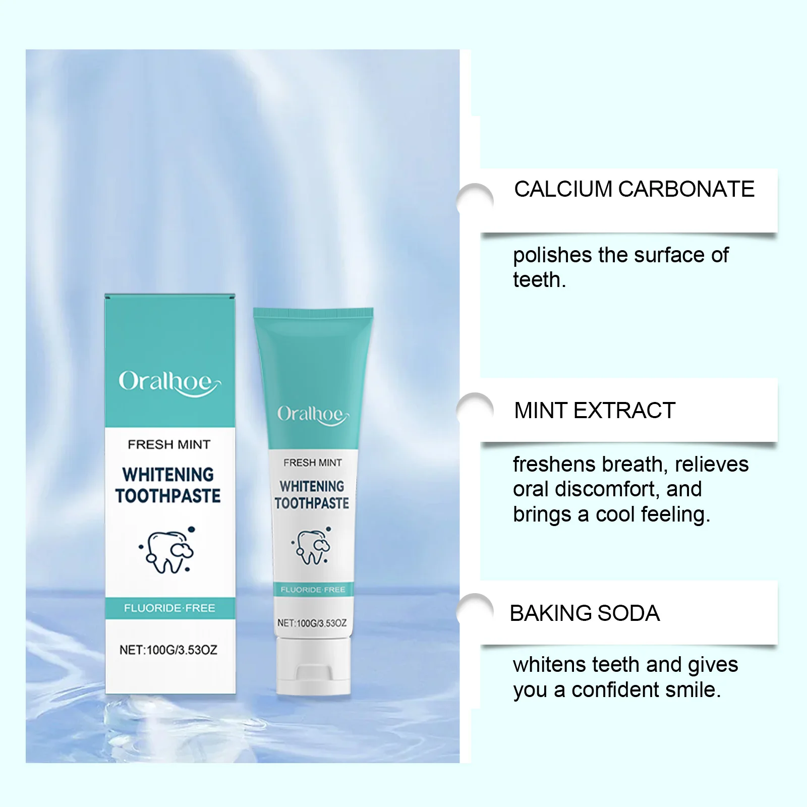 معجون أسنان صودا الخبز بالنعناع يزيل البقع بشكل فعال للأسنان الصفراء ويزيل الرائحة معجون أسنان للعناية بالفم منعش يدوم طويلاً