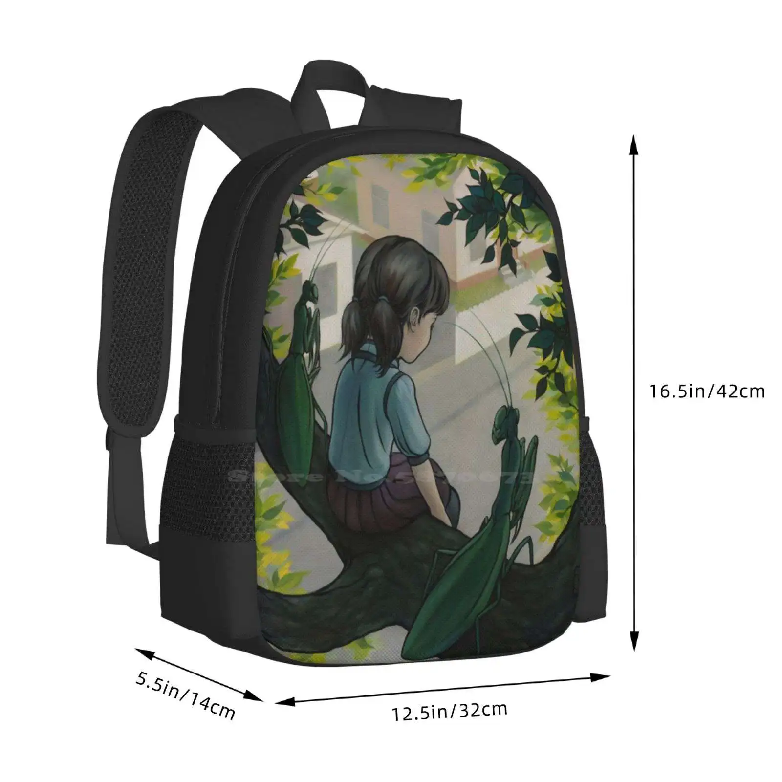 Schul schwänzen mit Freunden Tasche Rucksack für Männer Frauen Mädchen Teenager Kind Kind Haustiere Bäume Gottesanbeterinnen Insekten Insekten Natur Cartoon