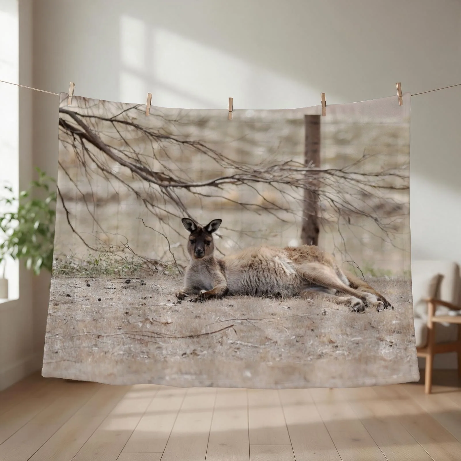 Wild Kangaroo Throw Blanket couch cozy soft plush fuzzy picnic outdoor blanket