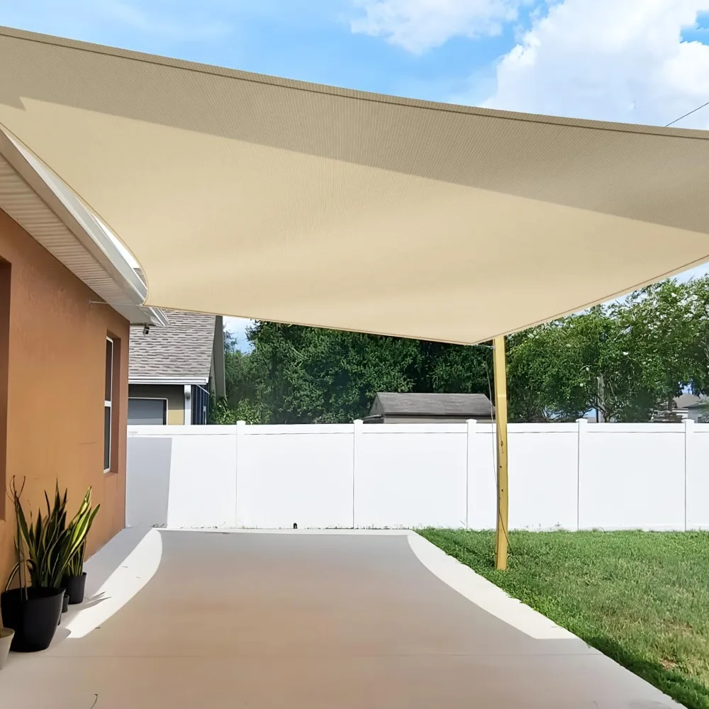 

Sun Shade Sail 16'x20' Beige Rectangle Sunshade Cloth UV Block Permeable Sail for Outdoor Patio Garden Pergola Gazebo Deck