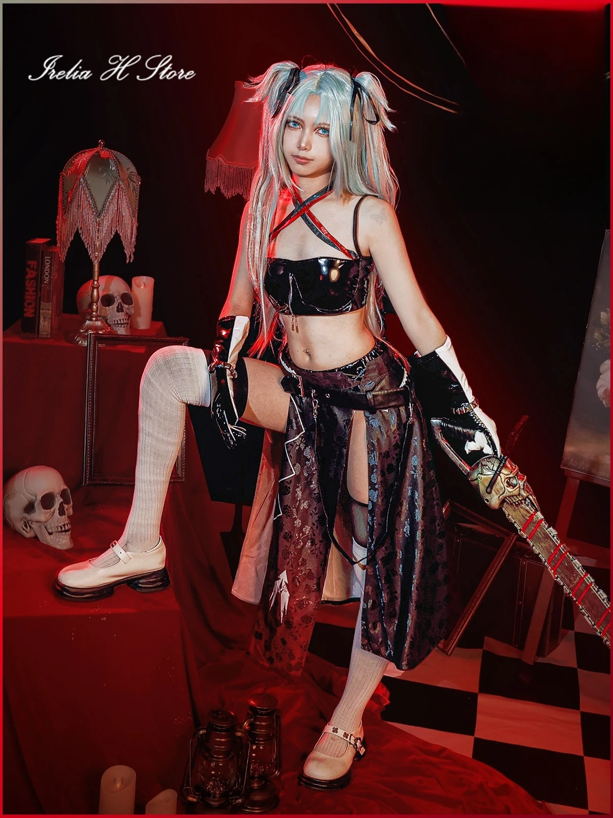 Irelia H Path to Nowwhere 웬디 코스프레 코스튬 게임 애니메이션 웬디 PU 섹시한 유니폼, 세트 할로윈 코스튬 여성