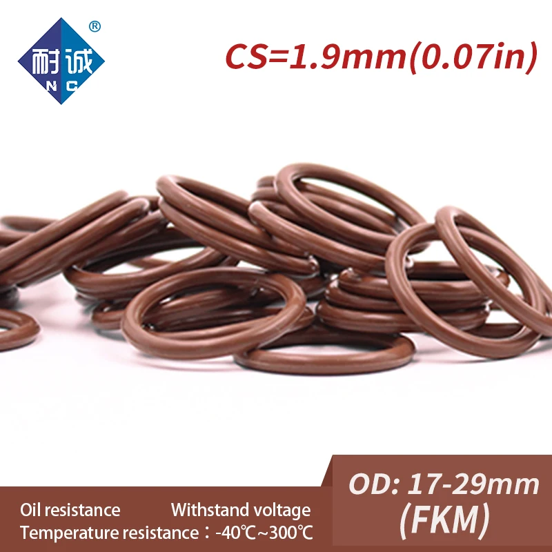 3PCS/Lot Fluorine Rubber Ring Brown FKM O Ring CS1.9mm OD17/18/19/20/21/22/23/24/25/26/27/28/29*1.9mm O-Ring Seal Gasket Oil