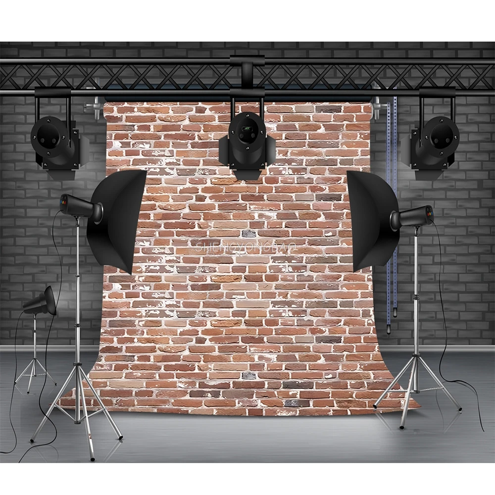 

SHENGYONGBAO Brick Wall And Wooden Floor Theme Photography Backdrops Props Portrait Children Home Photo Studio Background QY-82