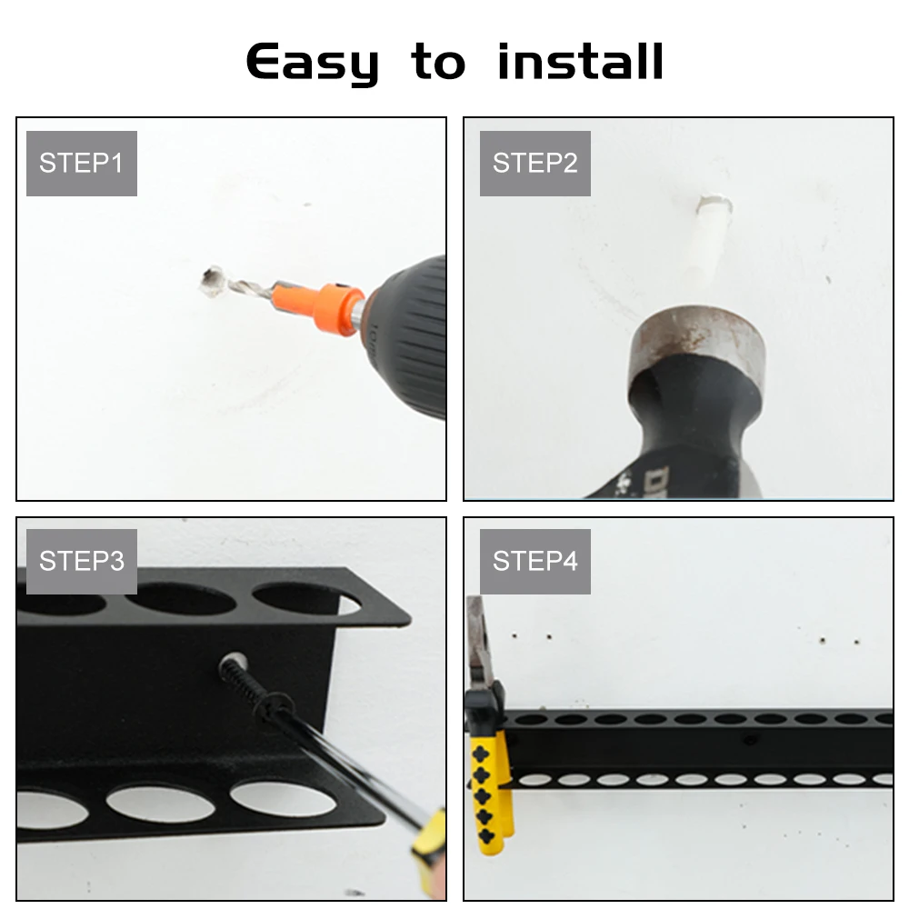 14-hole Wall-mounted Hardware Tool Storage Rack Workshop Hand Tool Organizers Screwdriver Rack Tool Rack Pliers Holder Tool