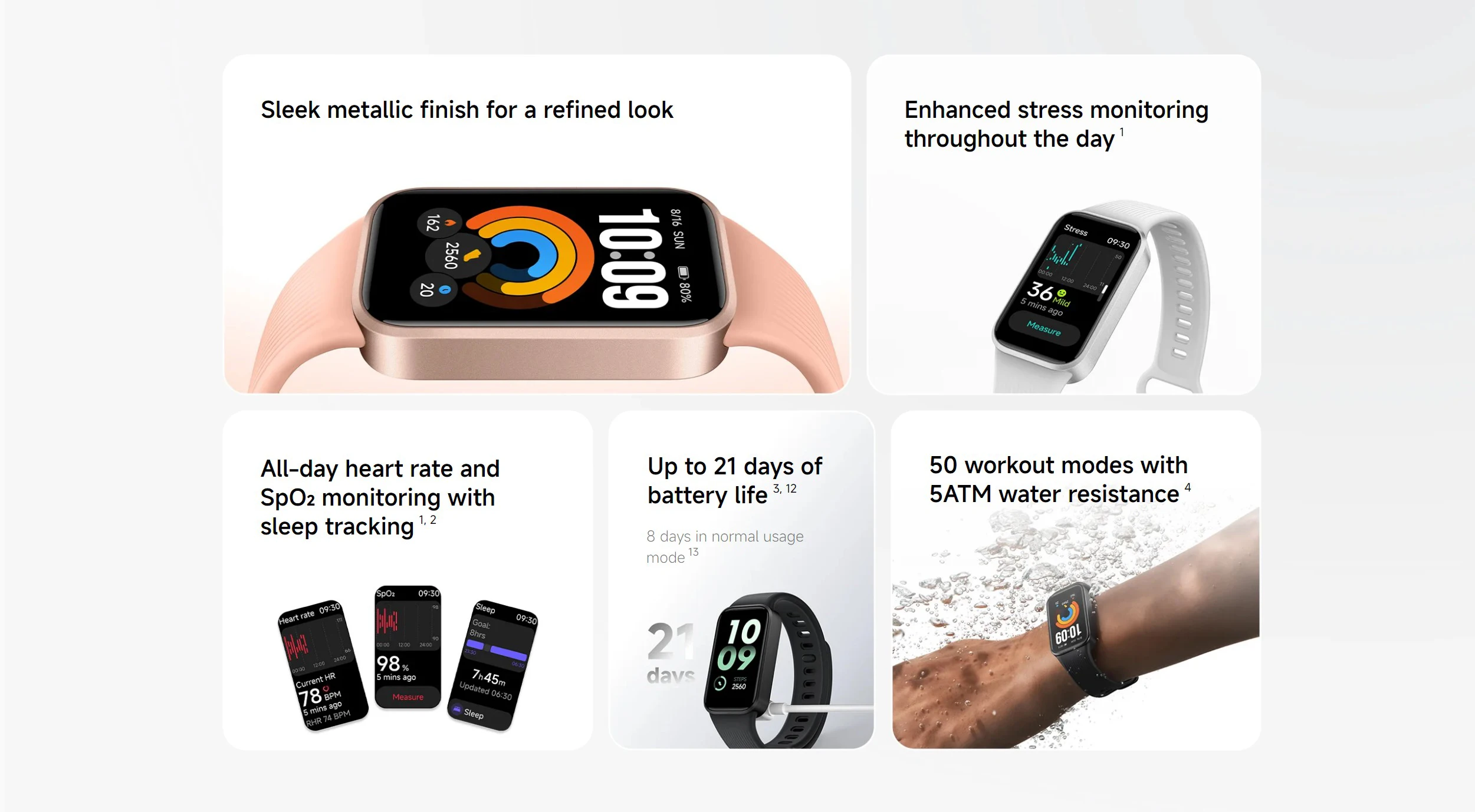 Xiaomi Smart Band 11 Active Global Version 1.47'' TFT Display 5ATM Water Resistance Mi Sports Bracelet 21-days Battery Life
