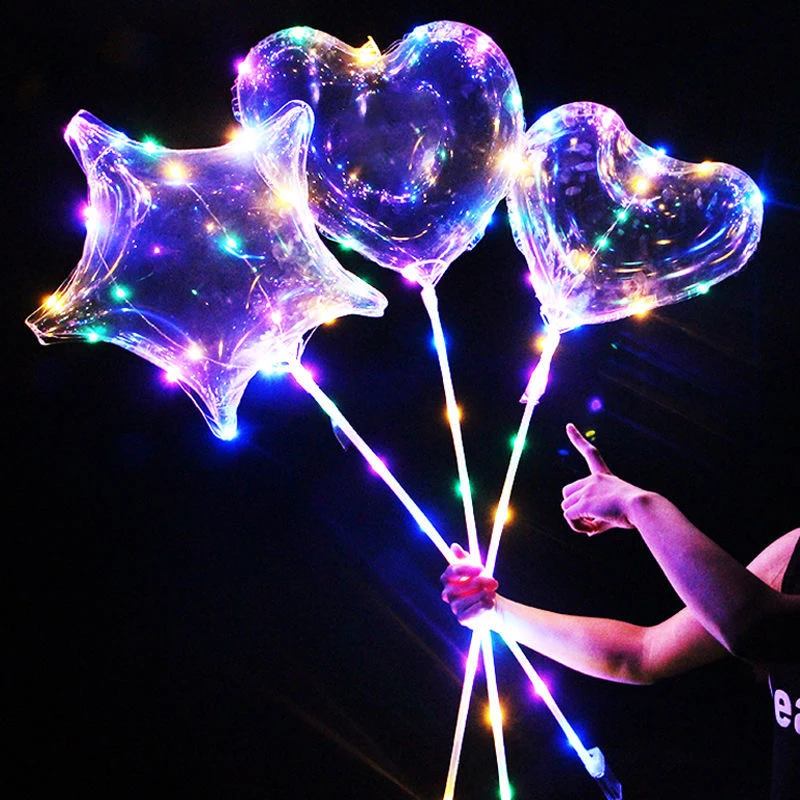 1 zestaw przezroczystych balonów LED Bobo z oświetleniem LED Okrągłe balony w kształcie gwiazdy w kształcie serca Globos na przyjęcie urodzinowe
