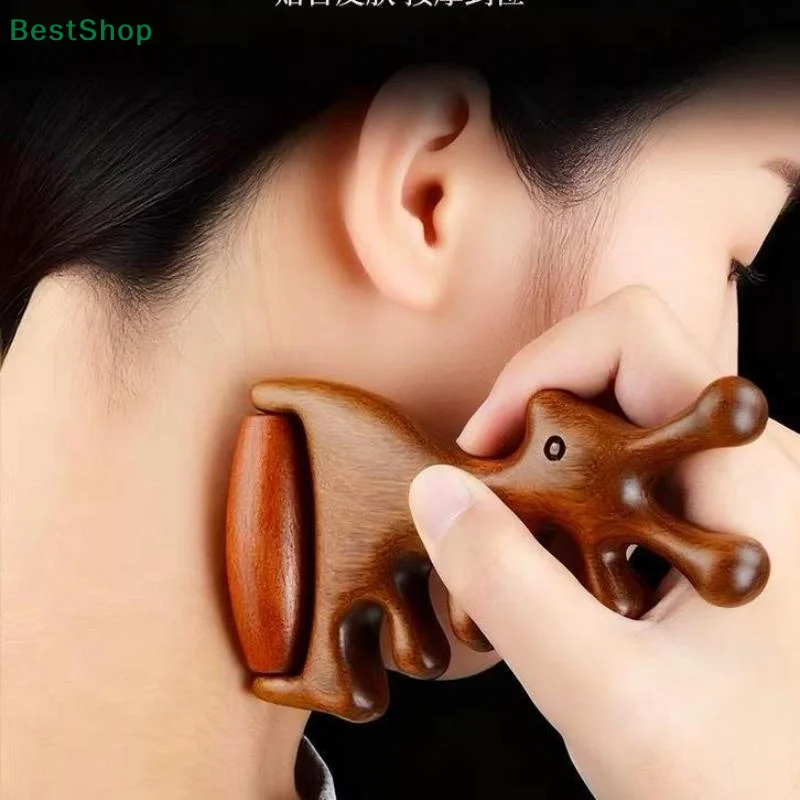 

♥Sandalwood Wide Tooth Massage Comb Multifunctional Massager Head Meridian Scalp Combs Face Eye Shoulder Neck Scraping Comb