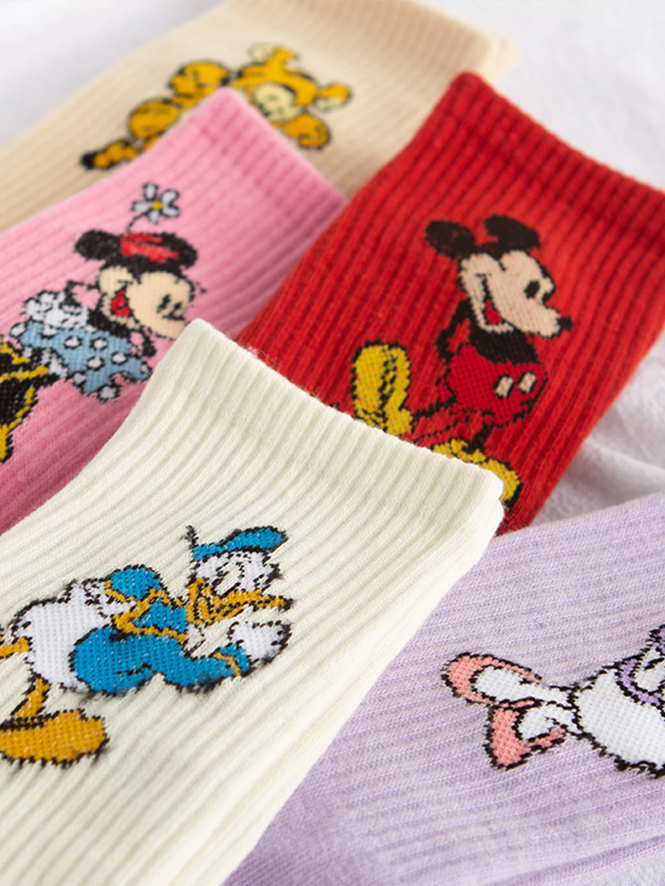 10/15 Pairs of miniso New Fashion Disney Cartoon Character Mickey Mouse Pattern Comfortable Soft and Casual Women's socks
