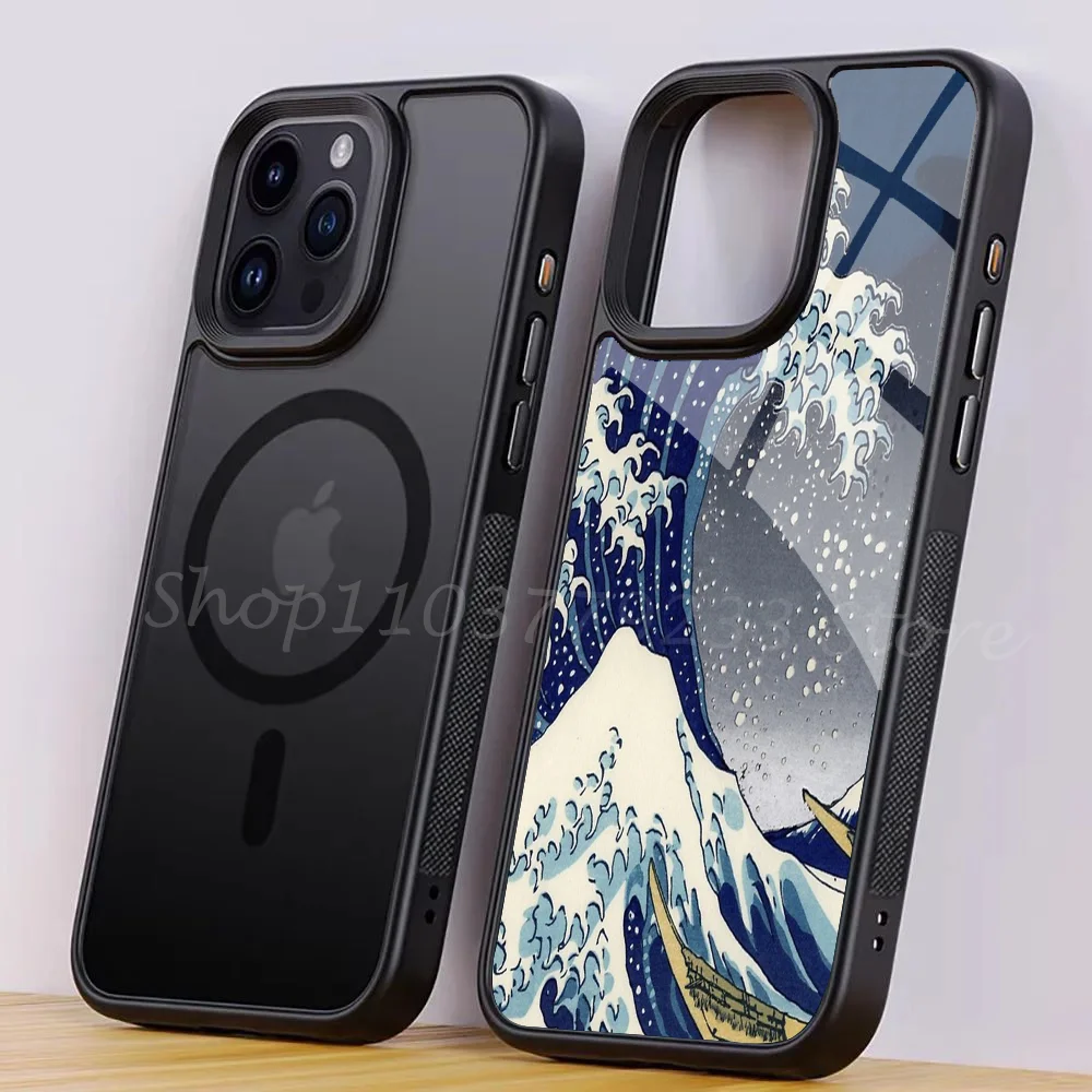 Great Wave Kanagawa Night Phone Case For IPhone 15 14 13 Pro Max 11 Mini Alex Mirror For Magsafe Wireless Charging Cover