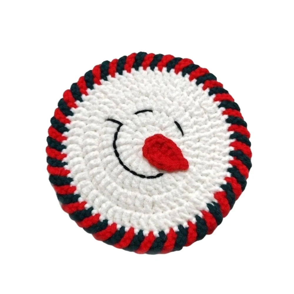 Cute Hand-Knitted Christmas Crochet Coaster Hand Crochet Heat Resistant Mug Pad Cup Mat Home Supplies