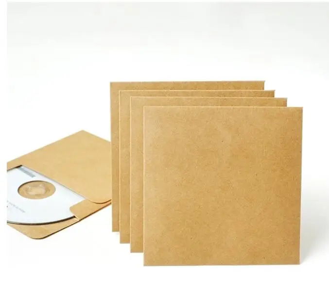 Enveloppe carrée vintage en papier kraft pour disque optique CD, sac pour carte, paquet de bricolage, lot de 5 pièces