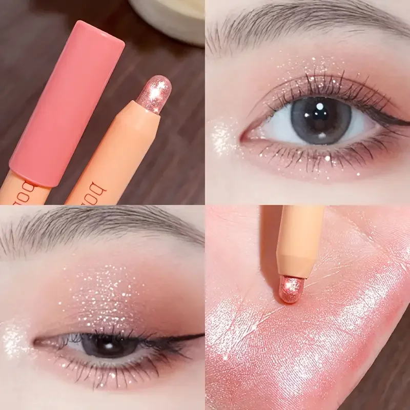Vibrant Glitter Eyeshadow Stick – langlebig, Glitzer-Textmarker für Anfänger, Musikfestival, rosa und nacktes Augen-Make-up, koreanischer Stil