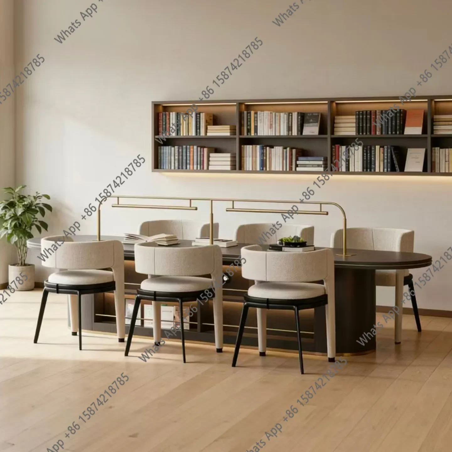 

C Modern Library Reading Table, Hotel Lobby Long Table, Overhead Floor Handmade Table, Reading Room Leisure Reception Writing De